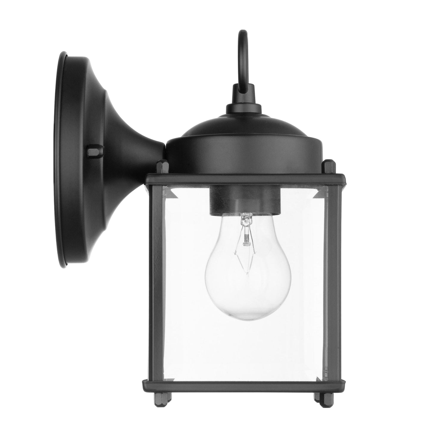 Portfolio Morlake 8.25-in H Matte Black Outdoor Wall Lantern, E26 Medium Base, Beveled Glass