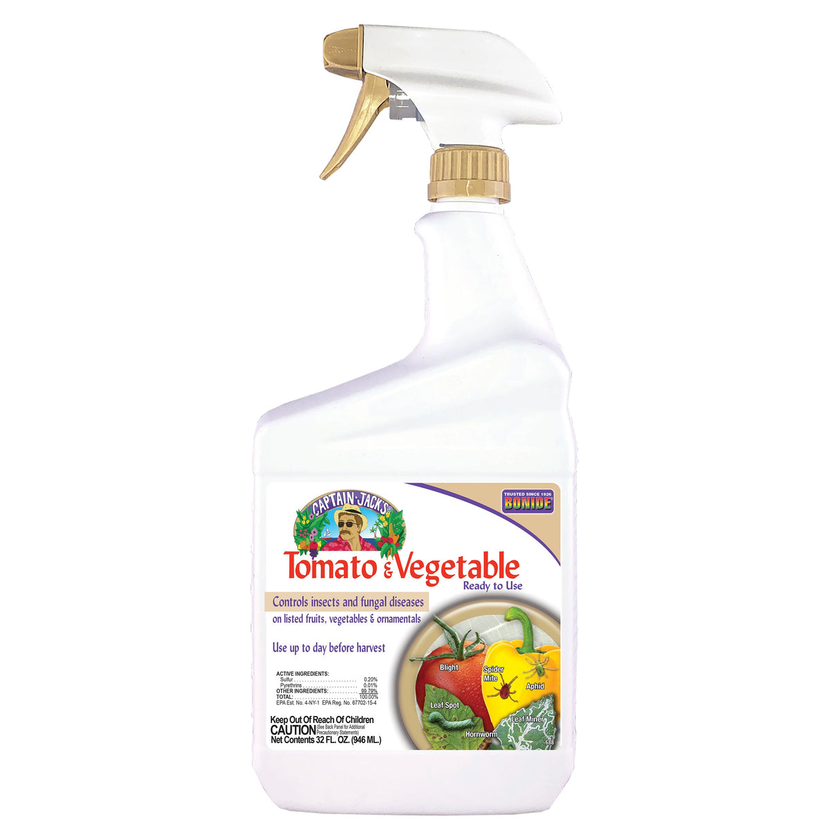 Bonide Tomato & Vegetable 3-in-1 Organic Liquid Insect, Disease & Mite Control, Ready-to-Use, 32 oz