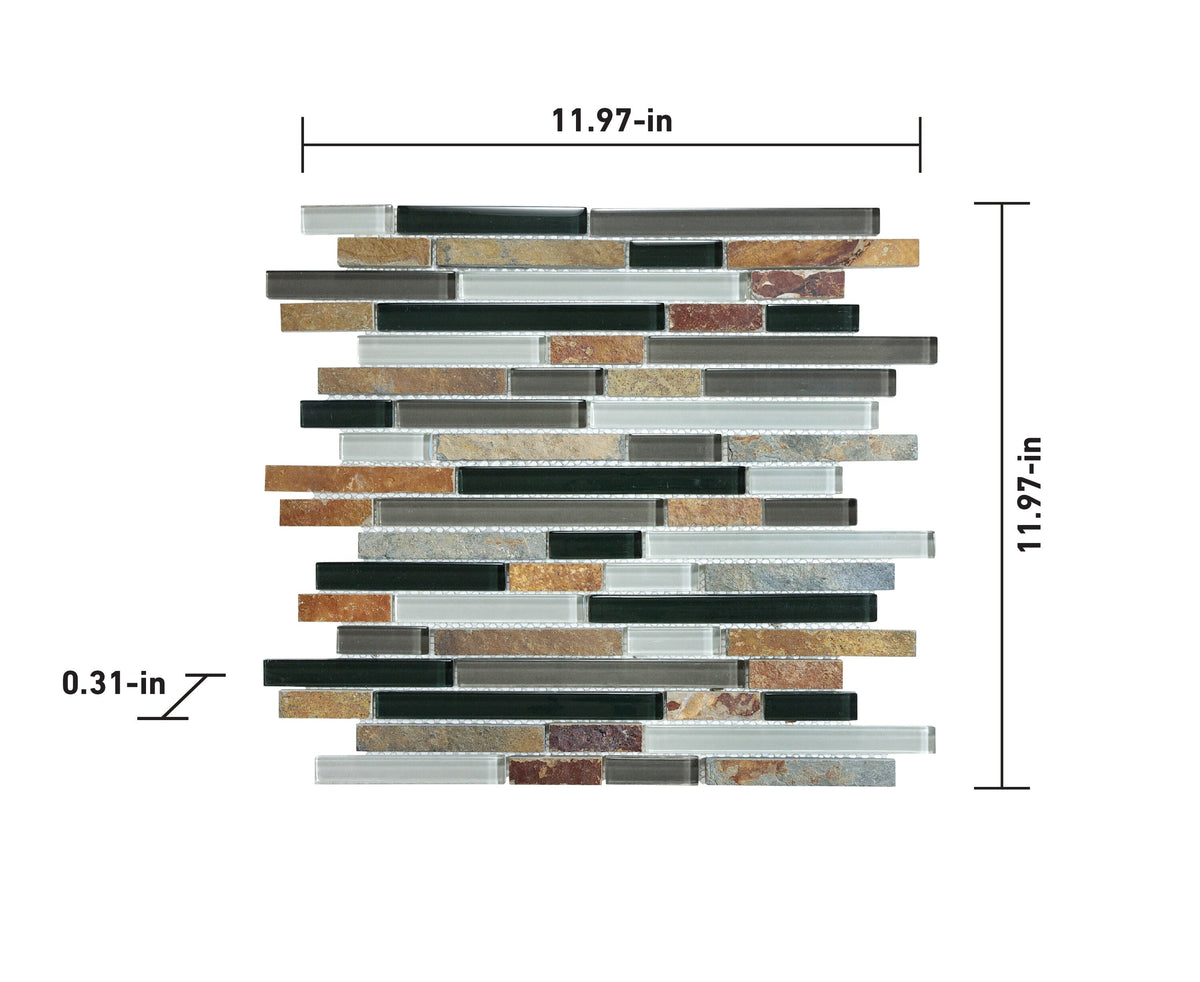 Satori Graphite 12-in x 12-in Multi-finish Glass Stone Look Mosaic Wall Tile (0.99-sq. ft/ Piece)