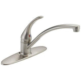 Delta Foundations Stainless 1-Handle Deck-Mount Low-Arc Handle Kitchen Faucet