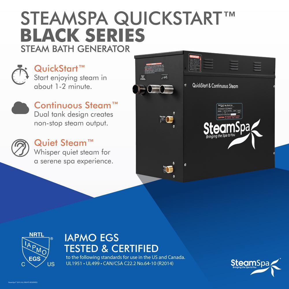 Black Series Bluetooth 12kW QuickStart Steam Bath Generator Package in Oil Rubbed Bronze - Super Arbor