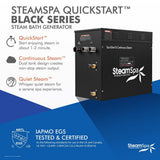 Black Series Bluetooth 12kW QuickStart Steam Bath Generator Package in Oil Rubbed Bronze - Super Arbor