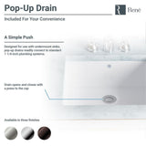 Rene Undermount Porcelain Bathroom Sink in White with Pop-Up Drain in Antique Bronze
