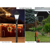 7 ft. Black Outdoor Lamp Post, Traditional In Ground Light Pole with Cross Arm and Grounded Convenience Outlet
