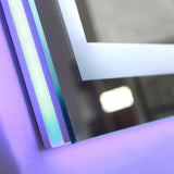 39.5 in x 28.5 in. White/Blue LED Lighted Mirror With Touch Sensor