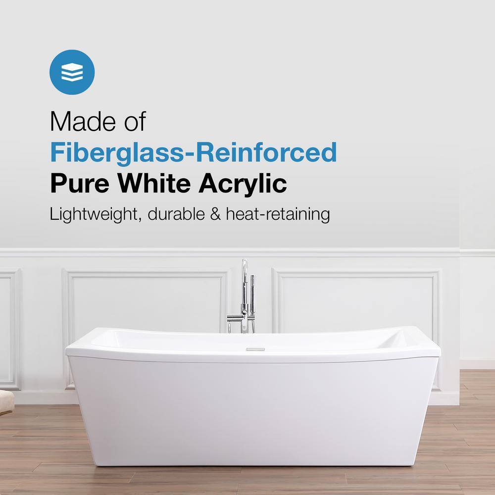 Terra 70 in. Acrylic Double Slipper Flatbottom Non-Whirlpool Center Drain Bathtub in White - Super Arbor