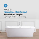 Terra 70 in. Acrylic Double Slipper Flatbottom Non-Whirlpool Center Drain Bathtub in White - Super Arbor