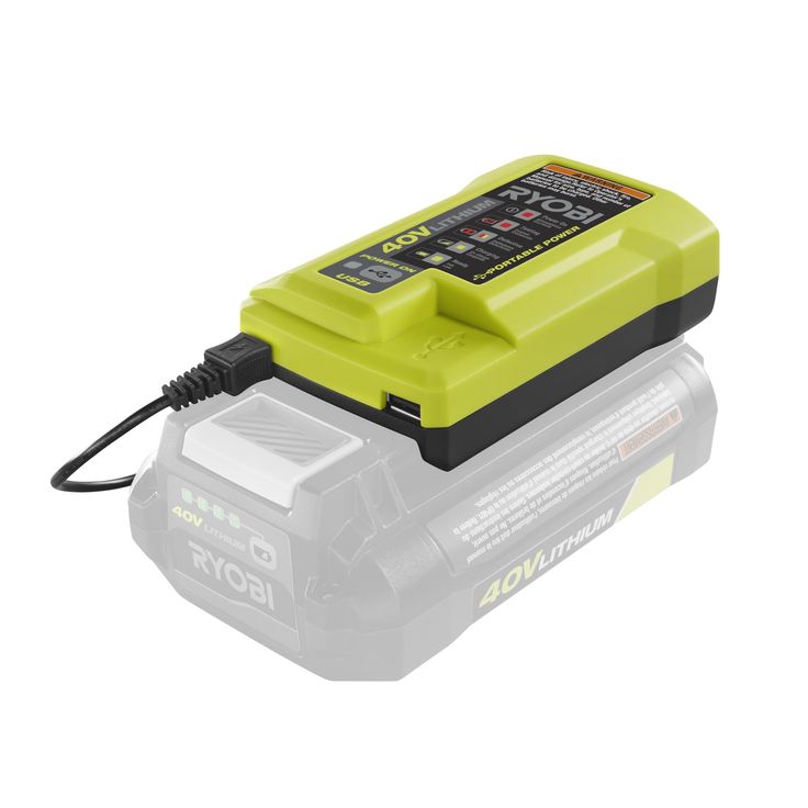 RYOBI 40-Volt Lithium-Ion Charger with USB Port