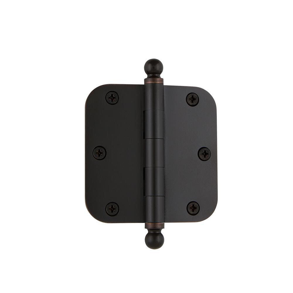 Nostalgic Warehouse 3.5 in. Antique Pewter Ball Tip Residential Hinge with 5/8 in. Radius Corners - Super Arbor