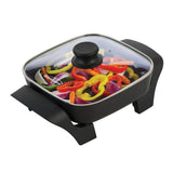 16 sq. in. Black Nonstick Electric Skillet with Glass Lid