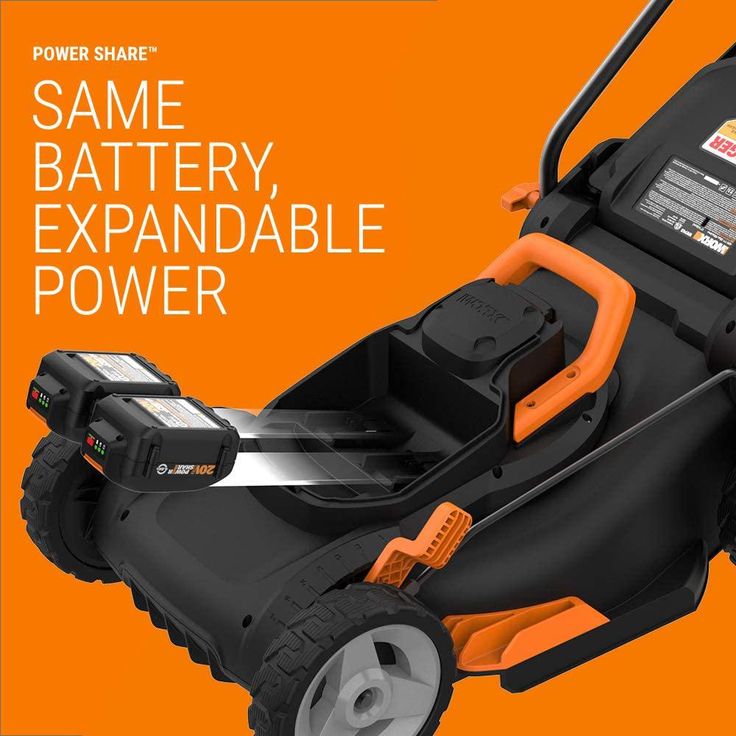 Worx POWER SHARE 40-Volt 17 in. Cordless Battery Walk Behind Mower with Mulching & Intellicut, (Battery & Charger Included)