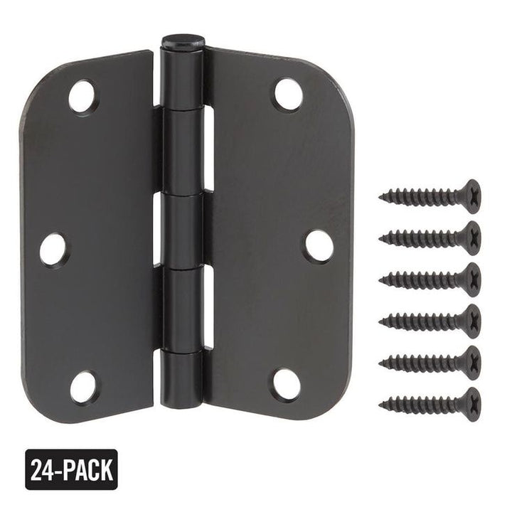 3-1/2 in. x 5/8 in. Radius Oil-Rubbed Bronze Door Hinge Value Pack (24 per Pack)