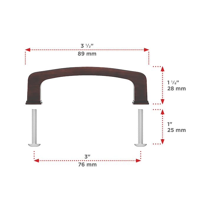 Richelieu Charlemagne 3-in (76mm) Center to Center Brushed Oil-Rubbed Bronze Rectangular Handle Drawer Pull