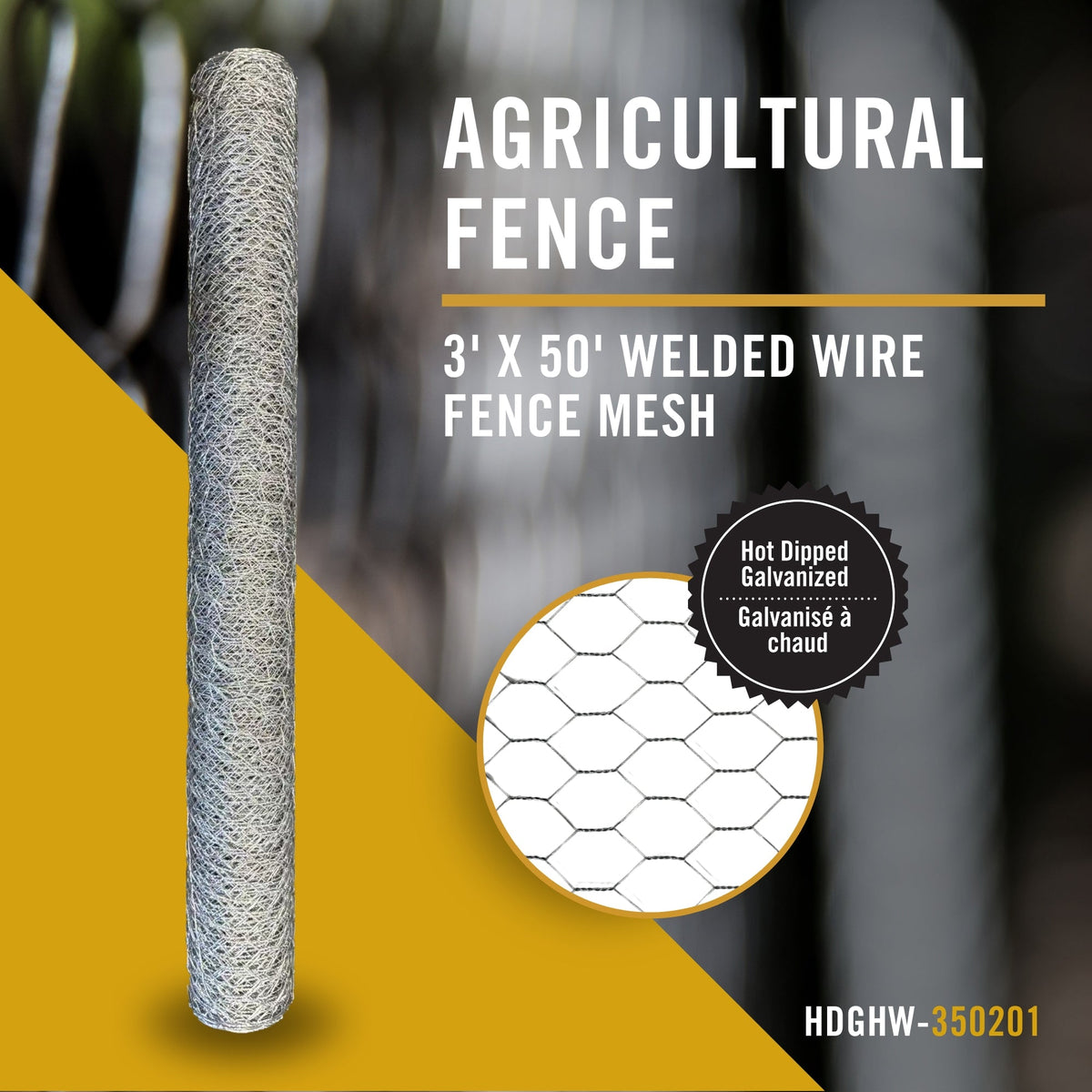 Nuvo Iron 50-Ft x 3-Ft Galvanized Welded Wire Fence, 1-In Mesh