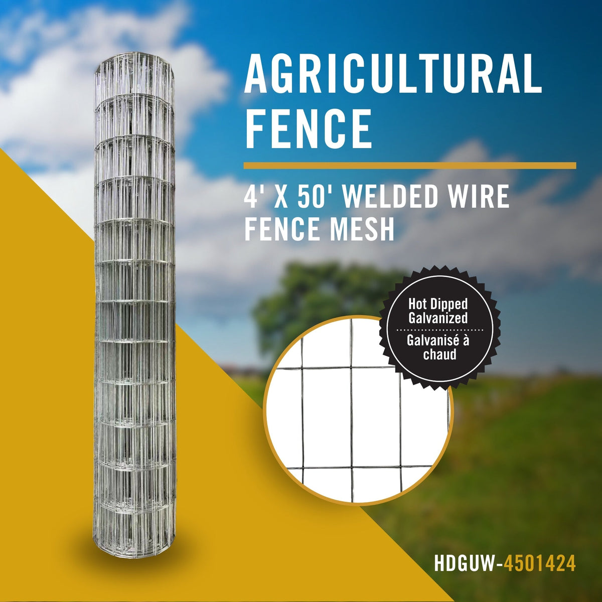 Nuvo Iron 50' x 4' Hot Dipped Galvanized Steel Welded Wire Fencing
