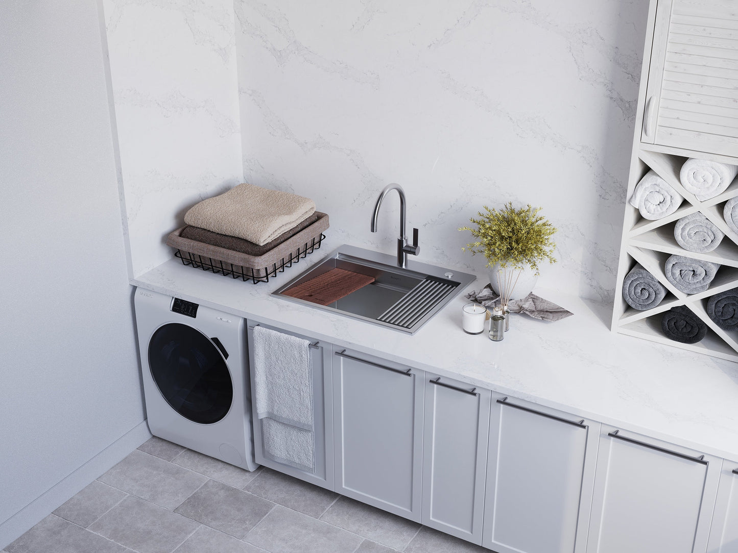 Ruvati Stainless Steel Undermount Laundry Sink with Drain - 21" x 18"