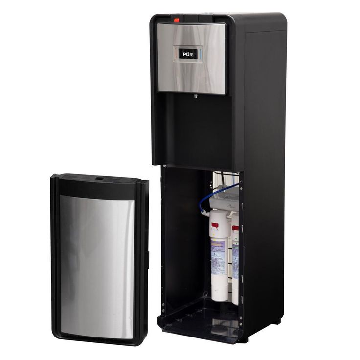 Bottleless Point-of-Use Hot/Room/Cold Water Dispenser in Black and Stainless with Dual-Stage Water Filtration System