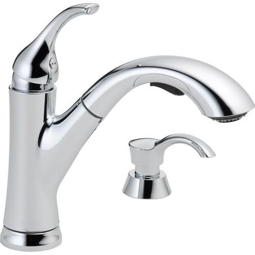 Delta Kessler Chrome 1-Handle Deck-Mount Pull-Out Handle Kitchen Faucet (Deck Plate Included)