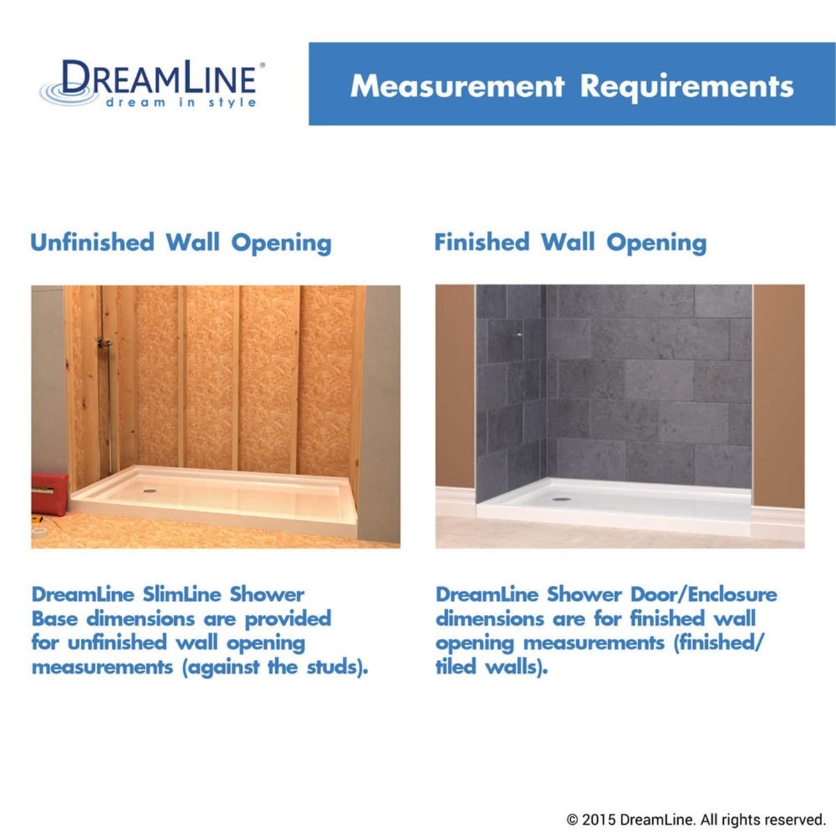 DreamLine SlimLine 42 in x 36 in Single-Threshold Shower Pan Base, Black, Center Drain