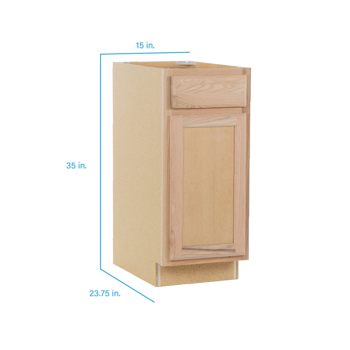 Project Source Oak Brook 15-in W x 35-in H x 23.75-in D Unfinished Oak Door and Drawer Base Cabinet