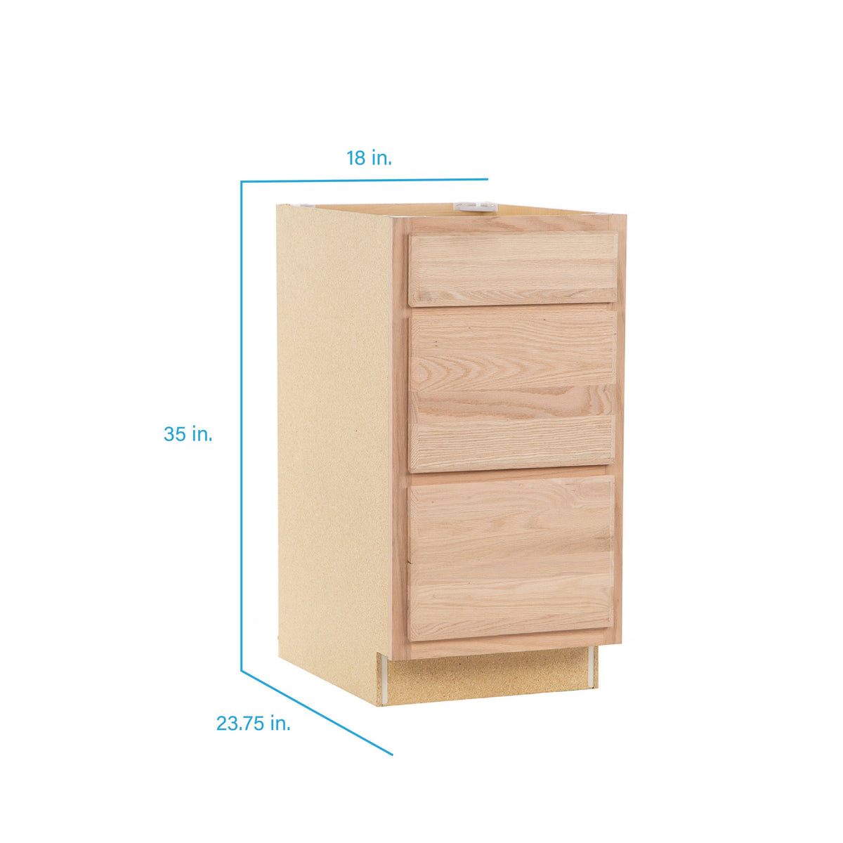 Project Source Oak Brook 18-in W x 35-in H x 23.75-in D Unfinished 3-Drawer Base Cabinet