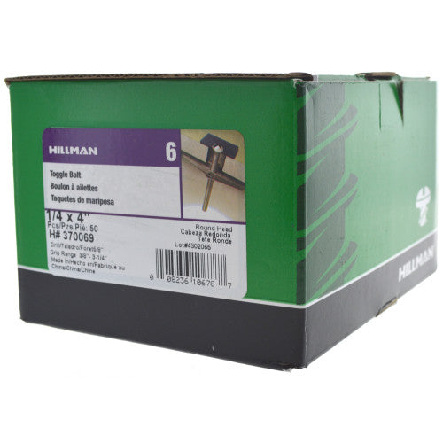 Hillman Fas-N-Tite 1/4 in. x 4 in. Round Head Steel Toggle Bolts, 50-Pack