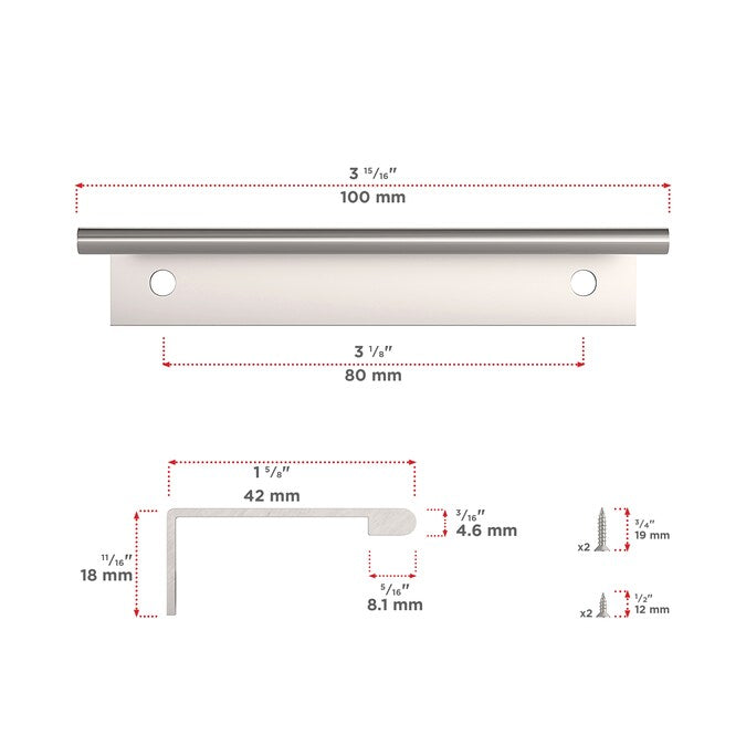 Richelieu Lincoln (128mm) Center to Center Rectangular Edge Drawer Pull