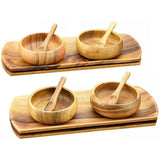 12-Piece Wooden Oval Serving Tray Set with Serving Bowls and Spoons