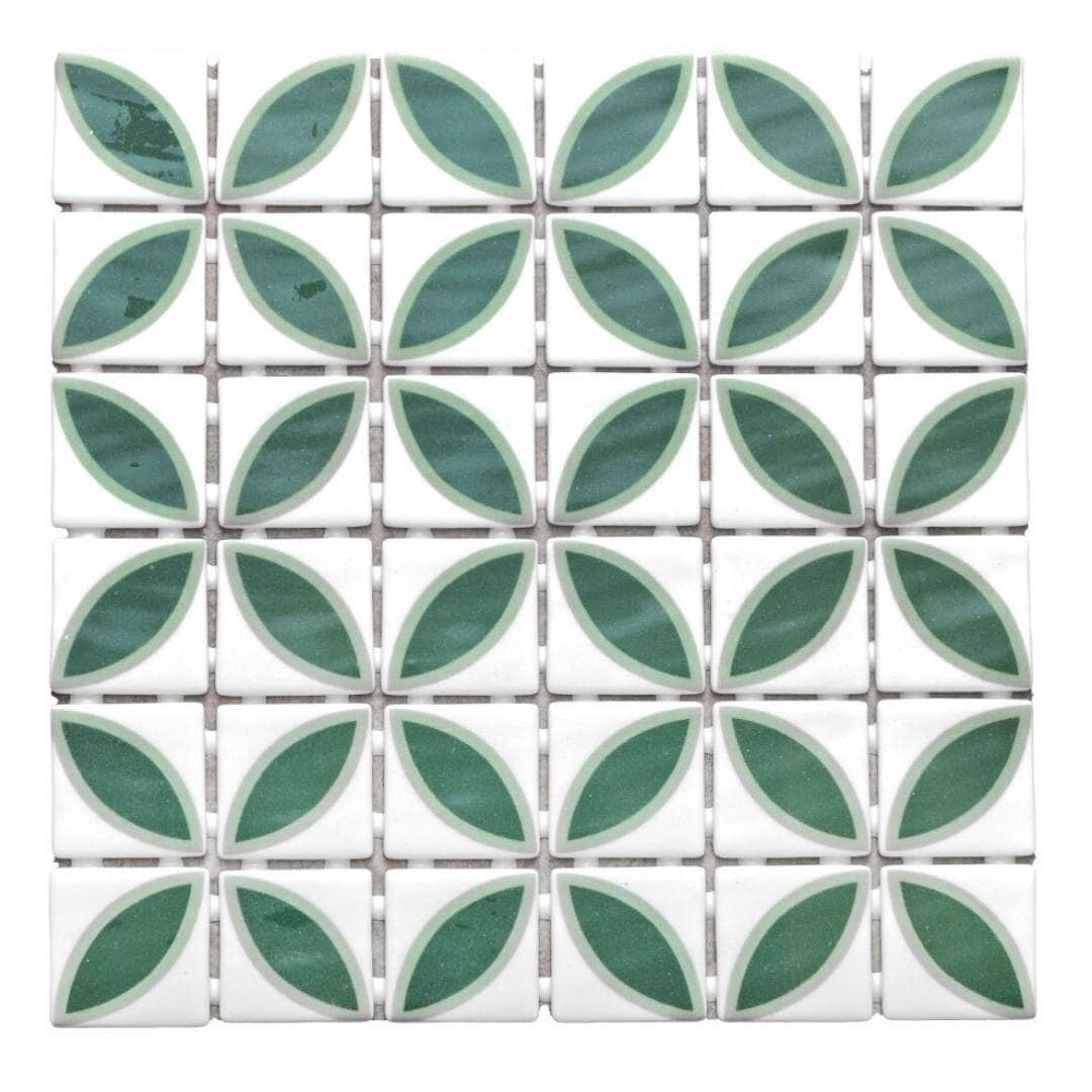 The Tile Life Eterna Lily Basil 2-in x 2-in Multi-finish Glass Encaustic Mosaic Floor and Wall Tile product image