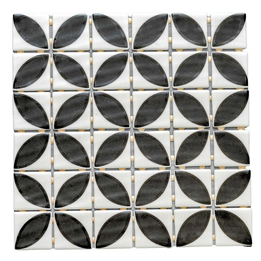 The Tile Life Eterna Lily Black 2-in x 2-in Multi-finish Glass Encaustic Mosaic Floor and Wall Tile product image