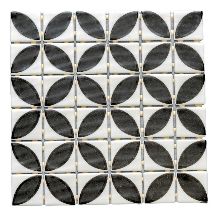 The Tile Life Eterna Lily Black 2-in x 2-in Multi-finish Glass Encaustic Mosaic Floor and Wall Tile product image
