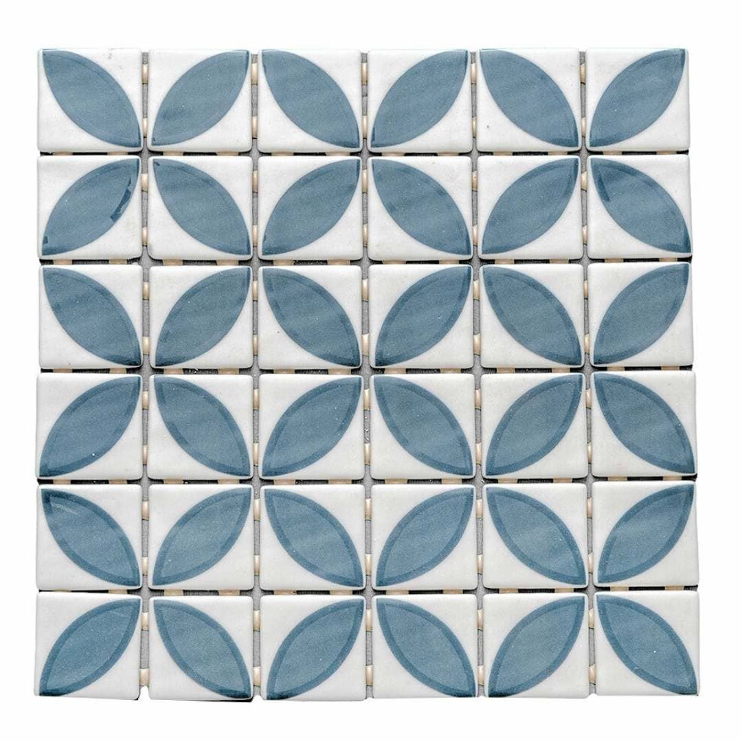 The Tile Life Eterna Lily Navy Blue 2-in x 2-in Multi-finish Glass Encaustic Mosaic Floor and Wall Tile product image