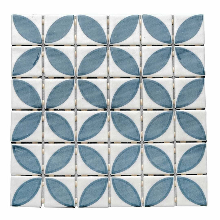 The Tile Life Eterna Lily Navy Blue 2-in x 2-in Multi-finish Glass Encaustic Mosaic Floor and Wall Tile product image
