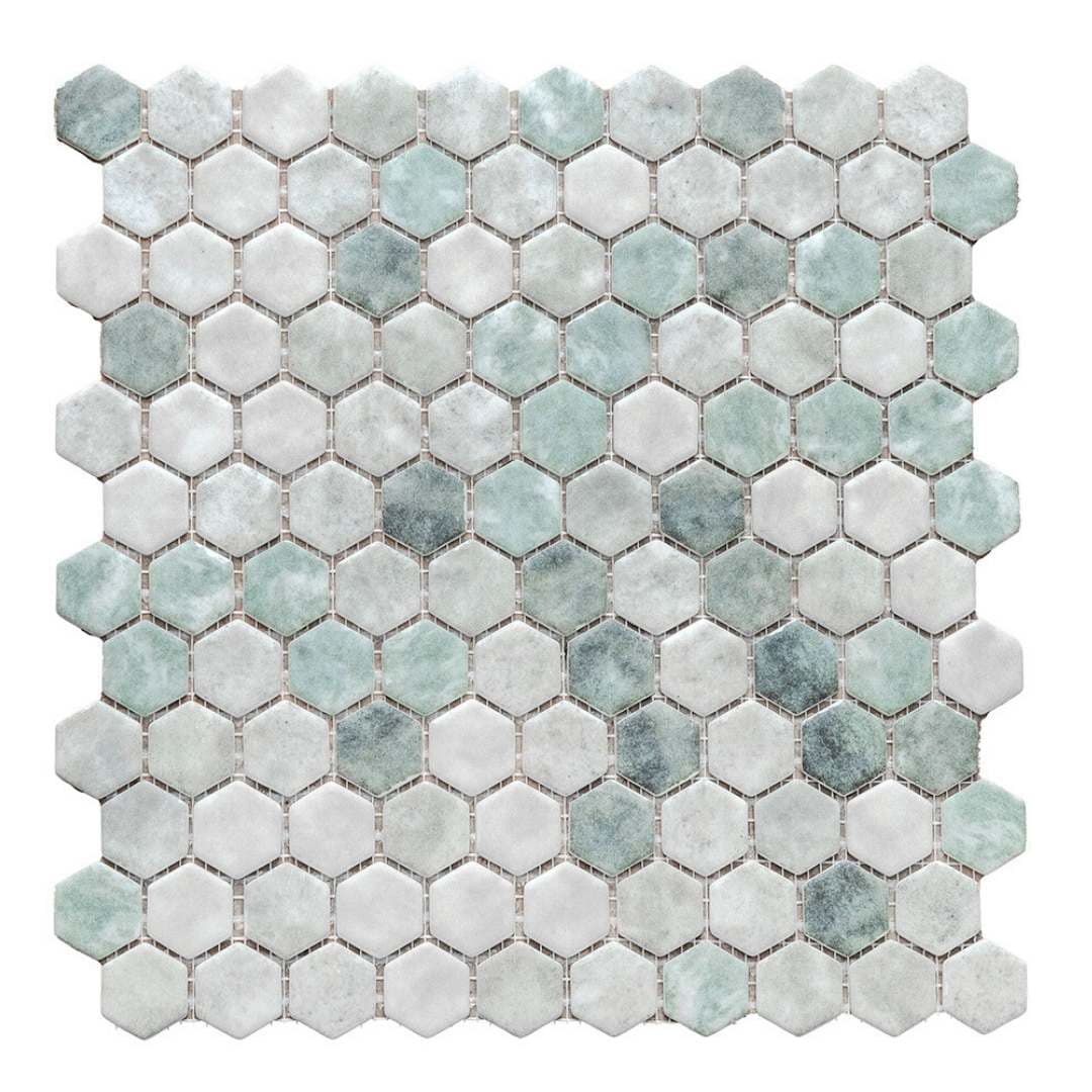 The Tile Life Eterna Hex Shabby Green 1-in x 1-in Matte Glass Hexagon Mosaic Floor and Wall Tile product image
