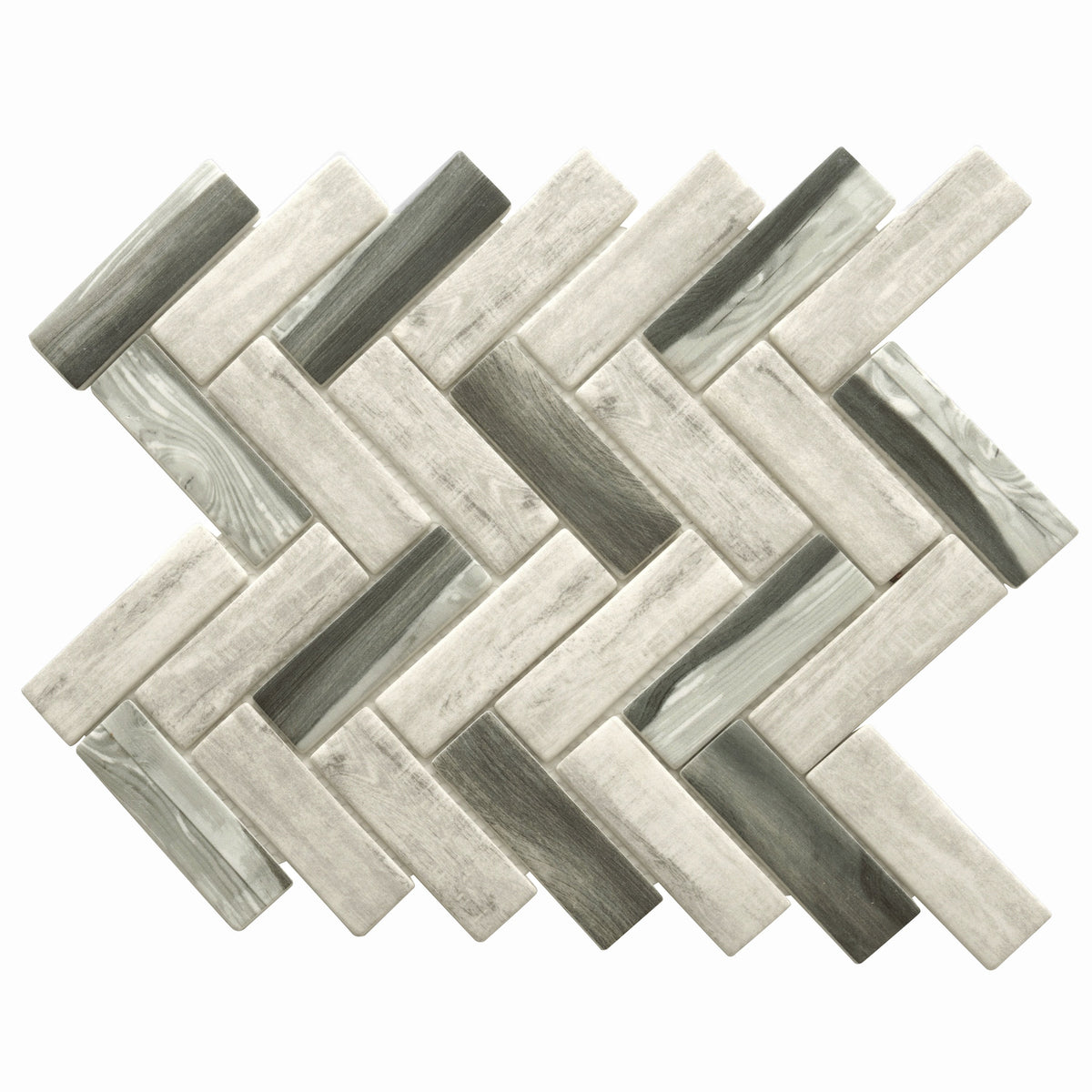 Apollo Tile Aloha Gray 12-in x 12-in Matte Recycled glass Patterned Herringbone Mosaic Floor and Wall Tile product image