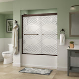 Everly 60 in. x 58-1/8 in. Traditional Semi-Frameless Sliding Bathtub Door in Bronze and 1/4 in. (6mm) Rain Glass - Super Arbor