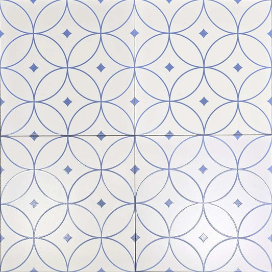 The Tile Life Winifred Azul 10-in x 10-in Glossy Porcelain Encaustic Floor and Wall Tile product image