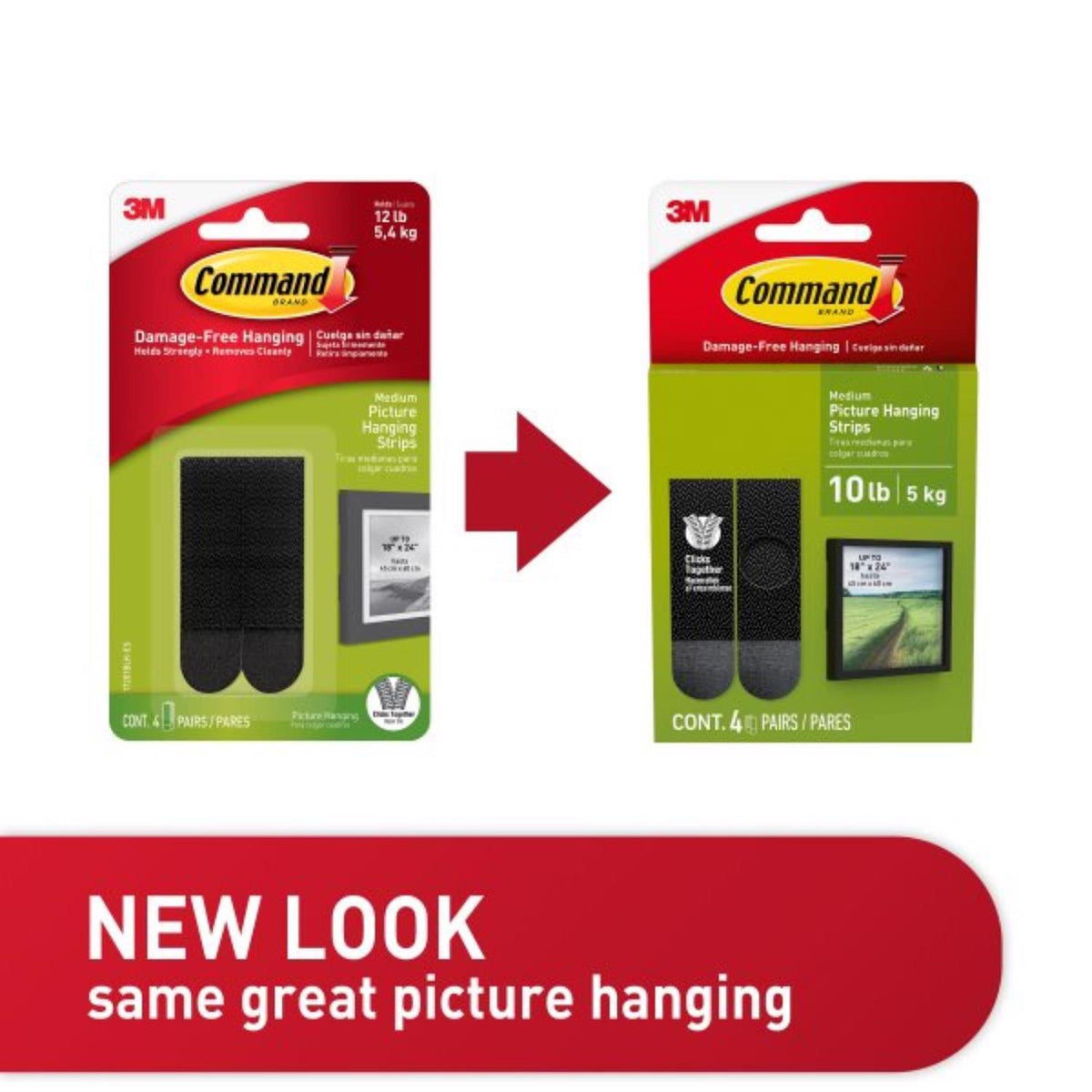 3M Command Black Large Picture Hanging Strips, 16 lb Capacity, 4 Pack