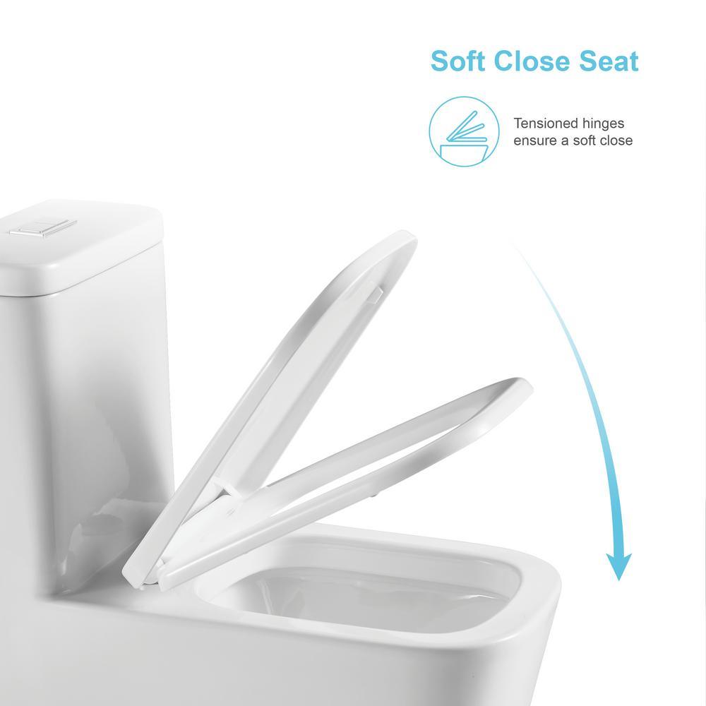 Round Bowl One-Piece Dual Flush 1.28 GPF/0.88 GPF High Efficiency Skirted All-in-One Toilet in White Seat Included - Super Arbor