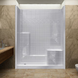 Ella Standard 60 in. x 33 in. x 77 in. 1-Piece Low Threshold Shower Stall in Biscuit with Left-Hand Seat and Right Drain