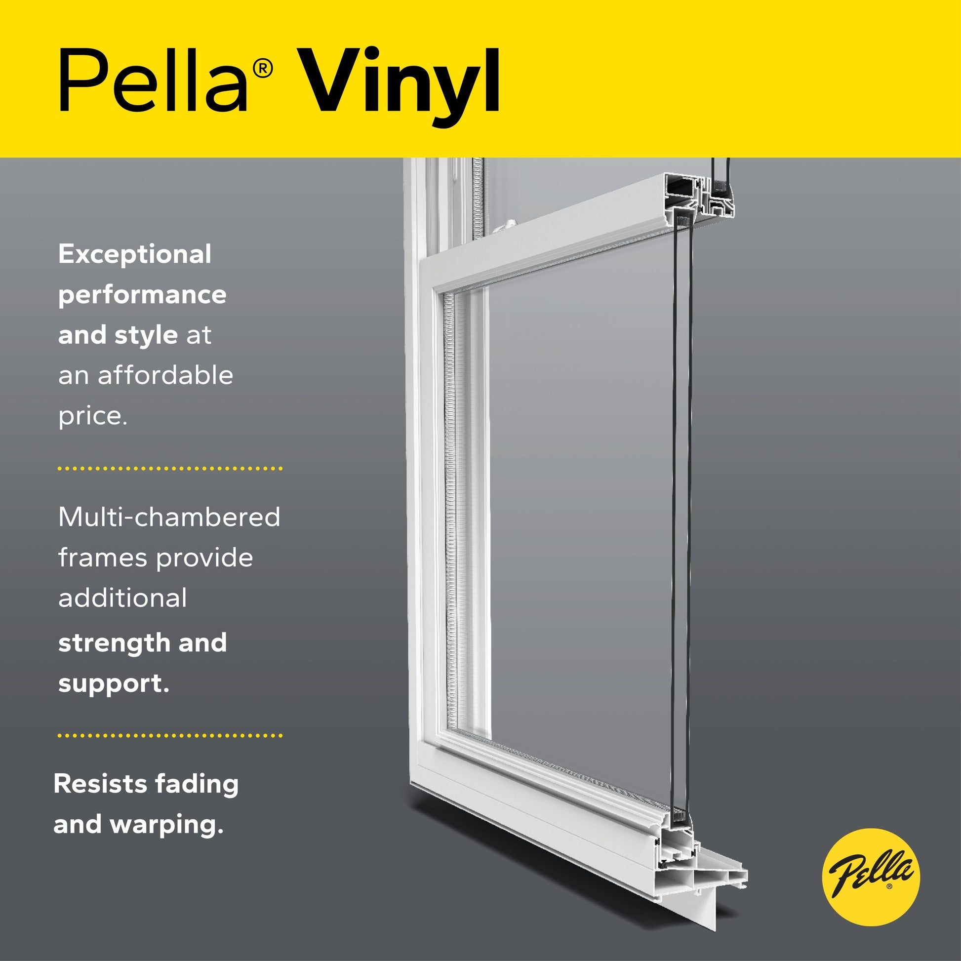 Pella 72-in x 80-in Vinyl Sliding, Universal reversible – feature callout