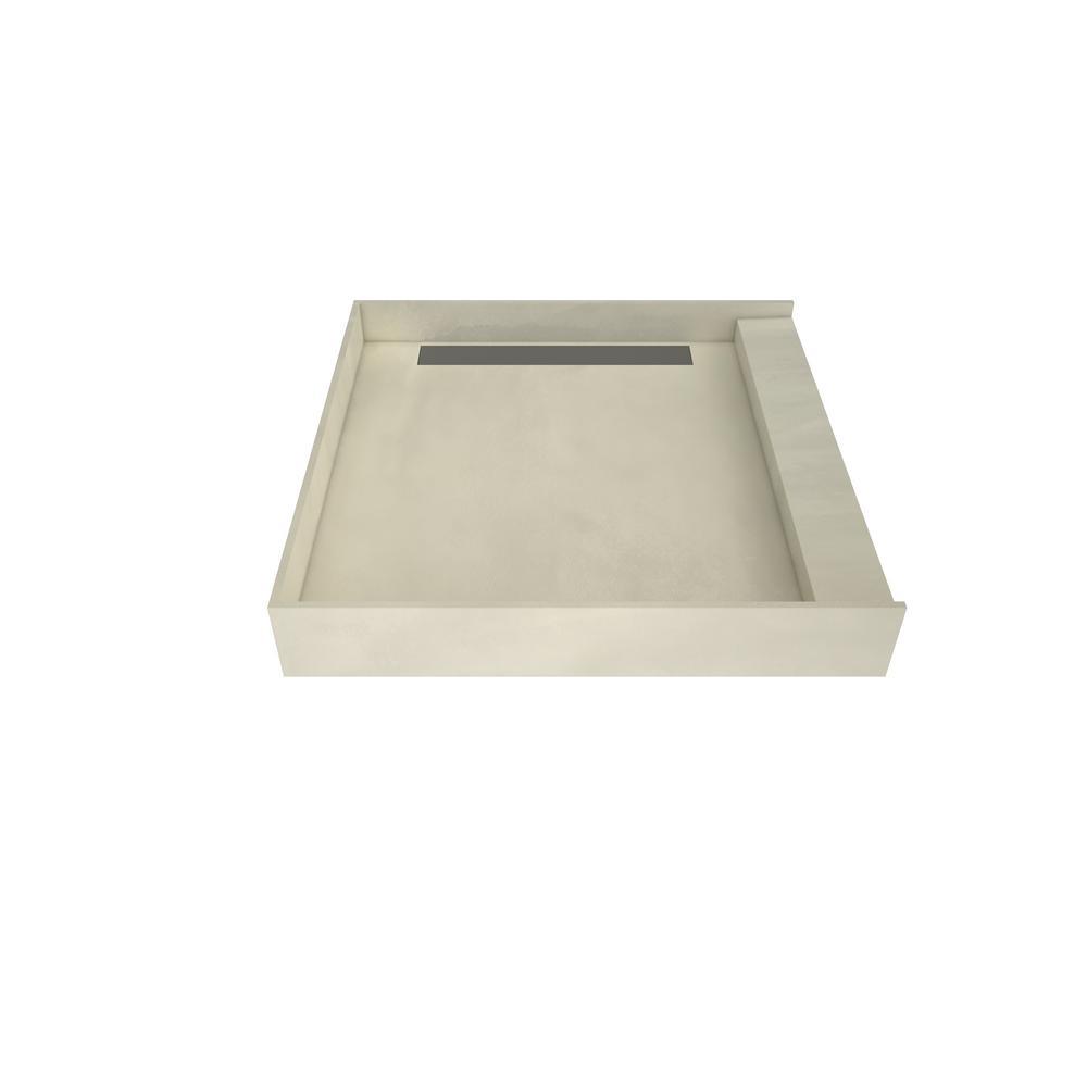 WonderFall Trench 48 in. x 48 in. Single Threshold Shower Base with Right Drain and Tileable Trench Grate - Super Arbor