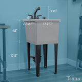 Cambridge Resources 17.75-in Freestanding Utility Tub with Drain & Faucet