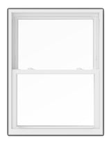 Pella 150 Series Replacement 29-1/2-in x 45-1/2-in White Vinyl Low‑E Argon Double-Hung Window, Full Screen Included