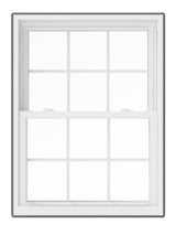 Pella 150 Series Replacement 35-1/2-in x 35-1/2-in White Vinyl Low‑E Argon Double-Hung Window, Full Screen Included