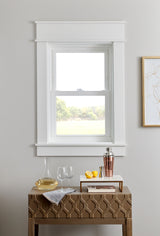 Pella 150 Series New Construction 23-1/2-in x 37-1/2-in White Vinyl Low‑E Argon Double‑Hung Window, Full Screen Included