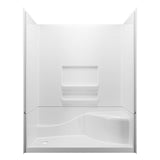 Coronado Acrylx 60 in. x 30 in. Single Threshold Left Drain Shower Kit in White with Bench with Door in Chrome