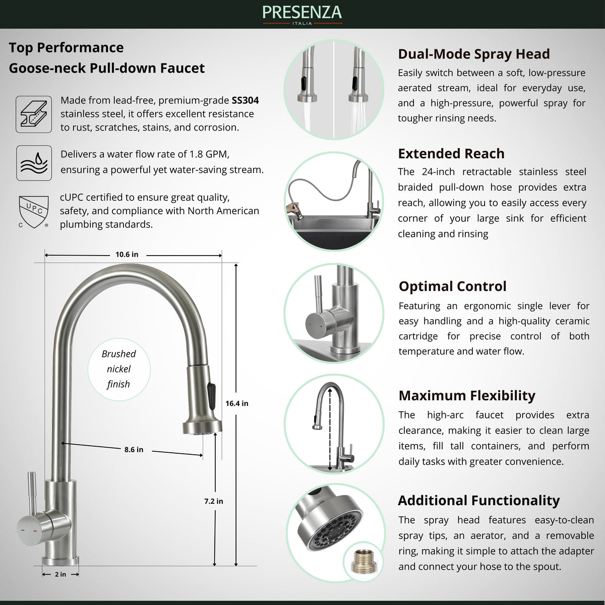 Presenza Brushed Steel Drop-In Utility Tub with Cabinet and Faucet
