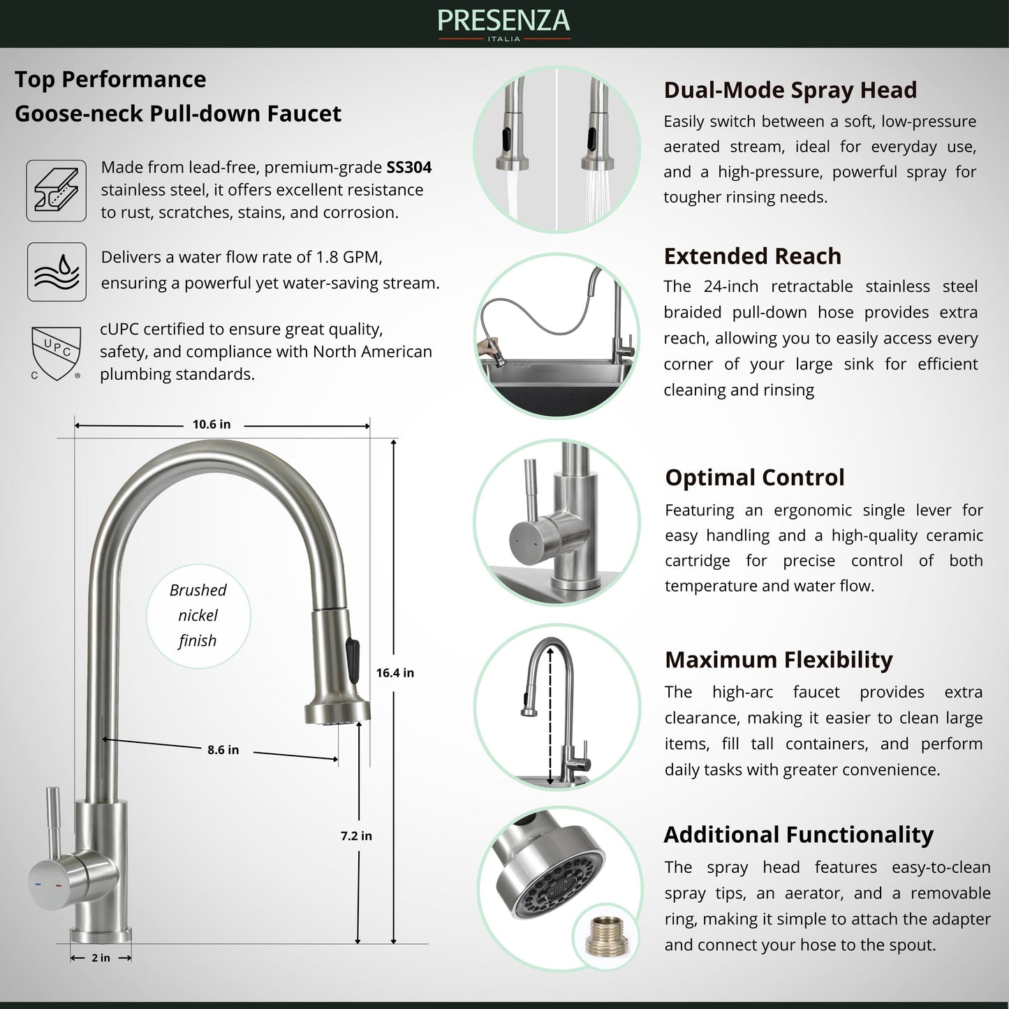 Presenza Brushed Steel Drop-In Utility Tub with Cabinet and Faucet
