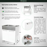 Presenza Brushed Steel Utility Tub with Faucet and Cabinet